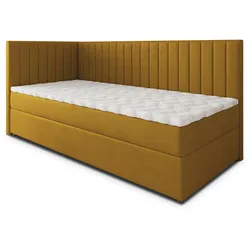 BOXBETT ARIS 90x200 cm mit Matratze und Topper, H2+H3 - Gelb