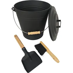 Relaxdays, Zubehör Kerzen + Kamin, Ascheeimer mit Feger & Schaufel