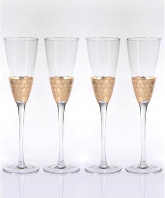 Zodax """Vitorrio"" Flutes Champagne Glass, Gold (Set of 4)"