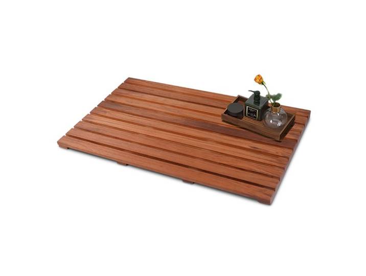Teck tapis de bain en teck tapis de douche en bois tapis de bain pieds en caoutchouc antidérapants enroulable intérieur sal