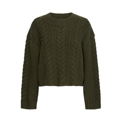 Strickpullover ICHI "Damen Strickpullover langarm IHARPER", Damen, Gr. M, grün (rosin), Pullover Strickpullover