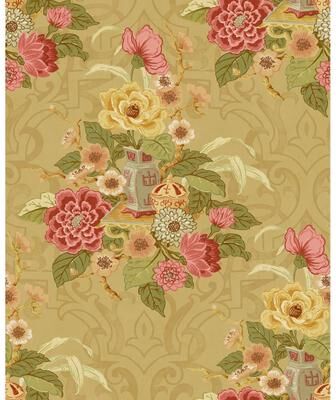 Seabrook Designs Koi Dynasty Floral Unpasted Wallpaper