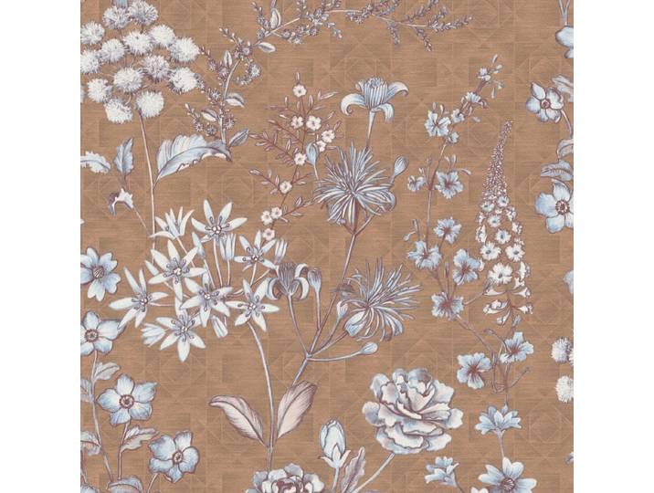 VINTAGE BLOEMEN BEHANG Botanisch - oranje/bruin blauw wit - A.S. Création Metropolitan Stories 3