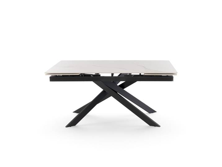 Table extensible en céramique blanche effet Calacatta Gold 160-240 cm