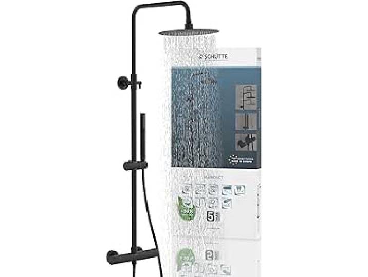SCHÜTTE AQUADUCT Duschsystem mit Thermostat, Schwarz, Dusche mit Armatur