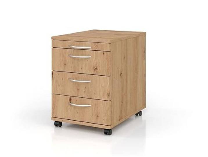Hammerbacher VAC30 / R/R/SG Roll Container 58 cm, 3 Schubladen, Schloss SG Eiche Noueux
