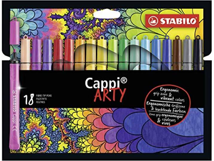 STABILO - Vilstift met dopring - Cappi ARTY - Set van 18 - Diverse kleuren