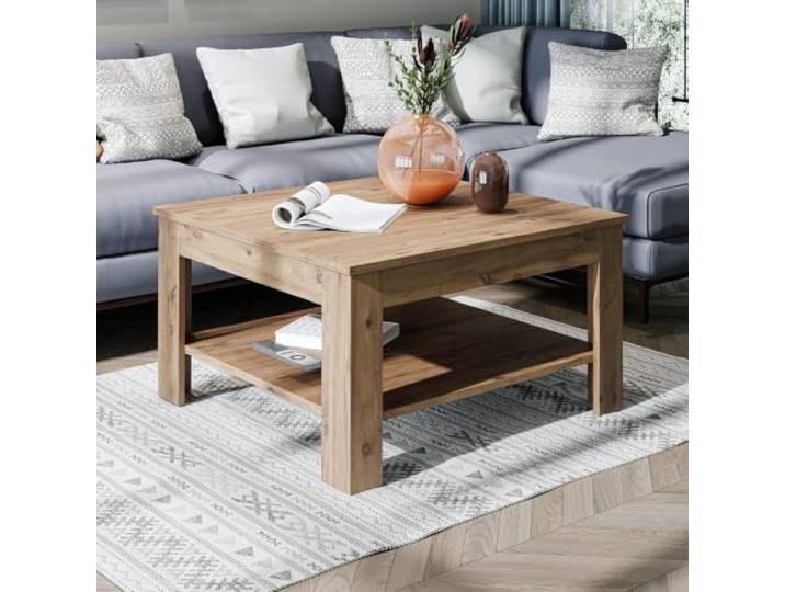 Roomart Couchtisch HELSINKI 80 cm Wohnzimmertisch Sofatisch in Eiche Sofatisch, Wohnzimmertisch mit Ablageboden