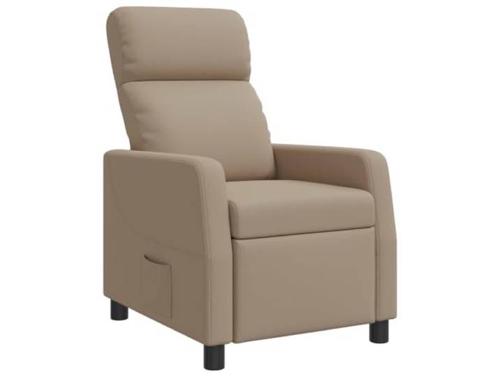 Relaxsessel Cappuccino Kunstleder Mit Neigefunktion Modernes Design, verstellbar 115°-160°, Schaumstoff-Fasern-Füllung, Metall-Holzwerkstoffe, pflegeleicht