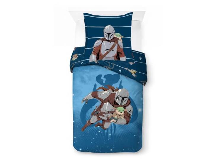 Star Wars Mandalorian Grogu Kinder Bettwäsche-Set 100% Baumwolle, Blau