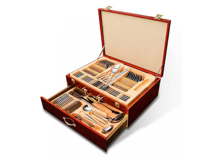 MNBVH Besteckset Für 12 Personen In Box, 72 -teiliges Feinschachteln Mit Geschenktransporthülle, Sammelbares Edelstahl -tischgeschirr, Perfektes Hauswarming -abschlussgeschenk Für Angehörige