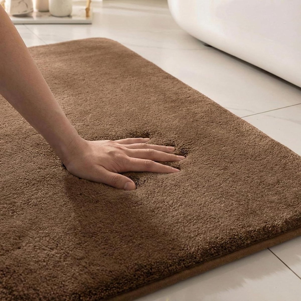 Bruine antislip badmat voor badkamer en deurmat, 40 x 60 cm