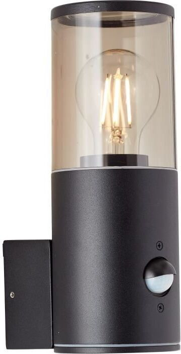 Brilliant SERGIORO Buitenwandlamp met bewegingsmelder, mat zwart, E27, 20W, Hoogte: 20,2 cm