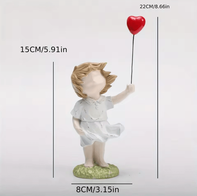 Uplift Curations ArtMuse Banksy Inspired Balloon Girl Resin Ornament For Modern Home Decor & Statement Interiors green Girl Qiqiu