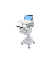 Ergotron StyleView Wagen für Notebook/Tastatur/Maus offene Architektur medizinisch Aluminium verzinker Stahl hochwertiger Kunststoff Grau weiß Polished Aluminum Bildschirmgröße: bis zu 43,9 cm 17,3" Breitbild Ausgang: Wechselstrom 230 V 66 Ah Bleisäure (SV44-1161-2)