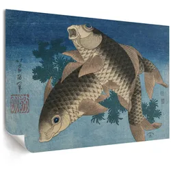 POSTER - 29x21 cm (A4) - Hokusai - Karpfen im Seetang