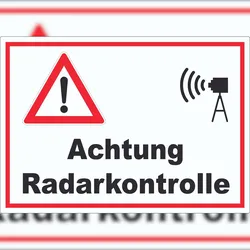 HB-Druck Achtung Radarkontrolle Auto und Kamera Aufkleber A1 (594x841mm)