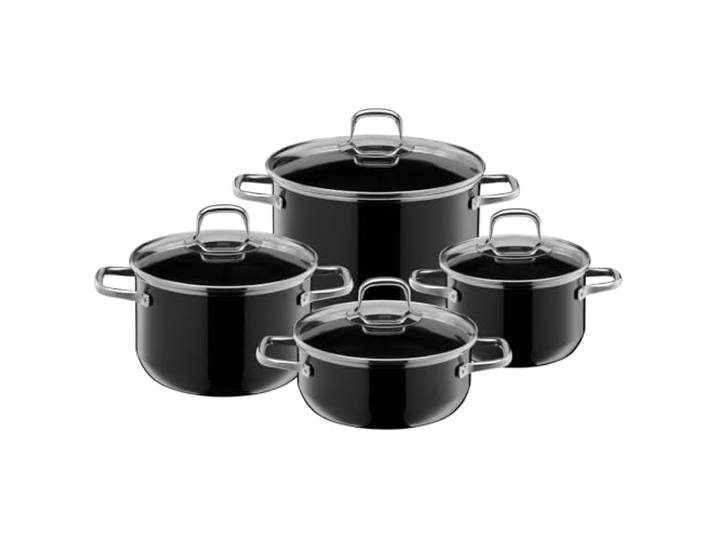 Silit Elegance Line Topfset Induktion 4-teilig, Kochtopf Set mit Glasdeckel, Silargan Funktionskeramik, Induktions Töpfe Set nickelfrei, schwarz