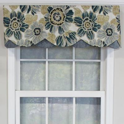 R L Fisher Inc Valinda Floral Petticoat Valance 50 x 15, 50 x 15, Steel Blue