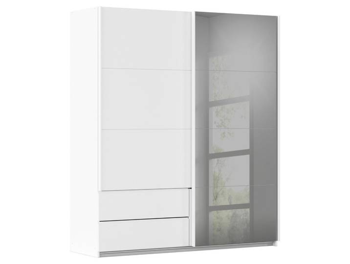 Schwebetürenschrank 181/210/62 cm Grau, Weiss