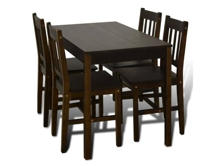 DUOKON - Table de salle à manger avec 4 chaises Marron