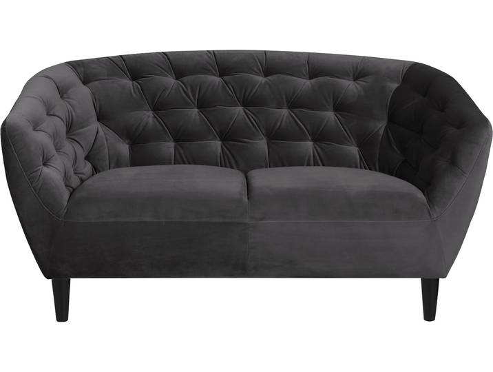 2-Sitzer ACTONA GROUP Ria Sofa, Couch, Doppelsofa, Loveseat , grau (dunkelgrau), B:150cm H:78cm T:84cm, Sofas, 2-Sitzer, Samtstoff, Massivholz-Beine, Taschenfederkern, Tufting, mit Armlehnen