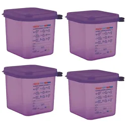 Gastronoble Araven GN1/6 Lebensmittelbehälter aus Silikon - 2,6L - 4 Behälter