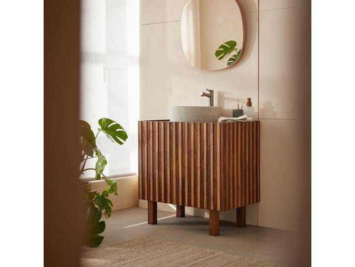 Badezimmermöbel Milo aus Mangoholz 80 cm - Dunkelbraun