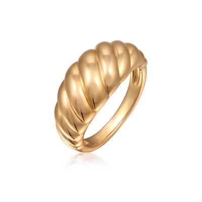 Silberring ELLI "Ring Ring Organic Stil Rhodium-Finish Gold Messing" Gr. 56, gold, Fingerringe, Damen, 56, Messing, Silberring
