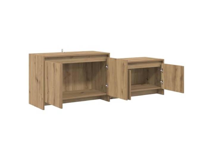 TV-Schrank 147 x 35 x 50 cm aus Holz, handwerkliche Eiche Platzsparendes schwebendes Design, offenes Fach unten, integrierte Türen, wasserabweisende Oberfläche