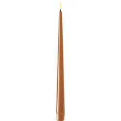 Deluxe Homeart LED Stabkerze mit Lack Real Flame 2er Set, Ø2,2 cm x H 28 cm, 2er Set, karamell