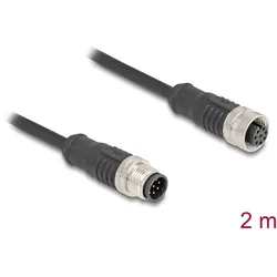 DELOCK M12 Kabel A-kodiert 8 Pin Stecker zu Buchse PVC 2