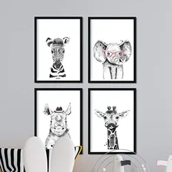 POSTER Set mit 4 Filmen der lustigen Kindertiere A4 Rahmenlos