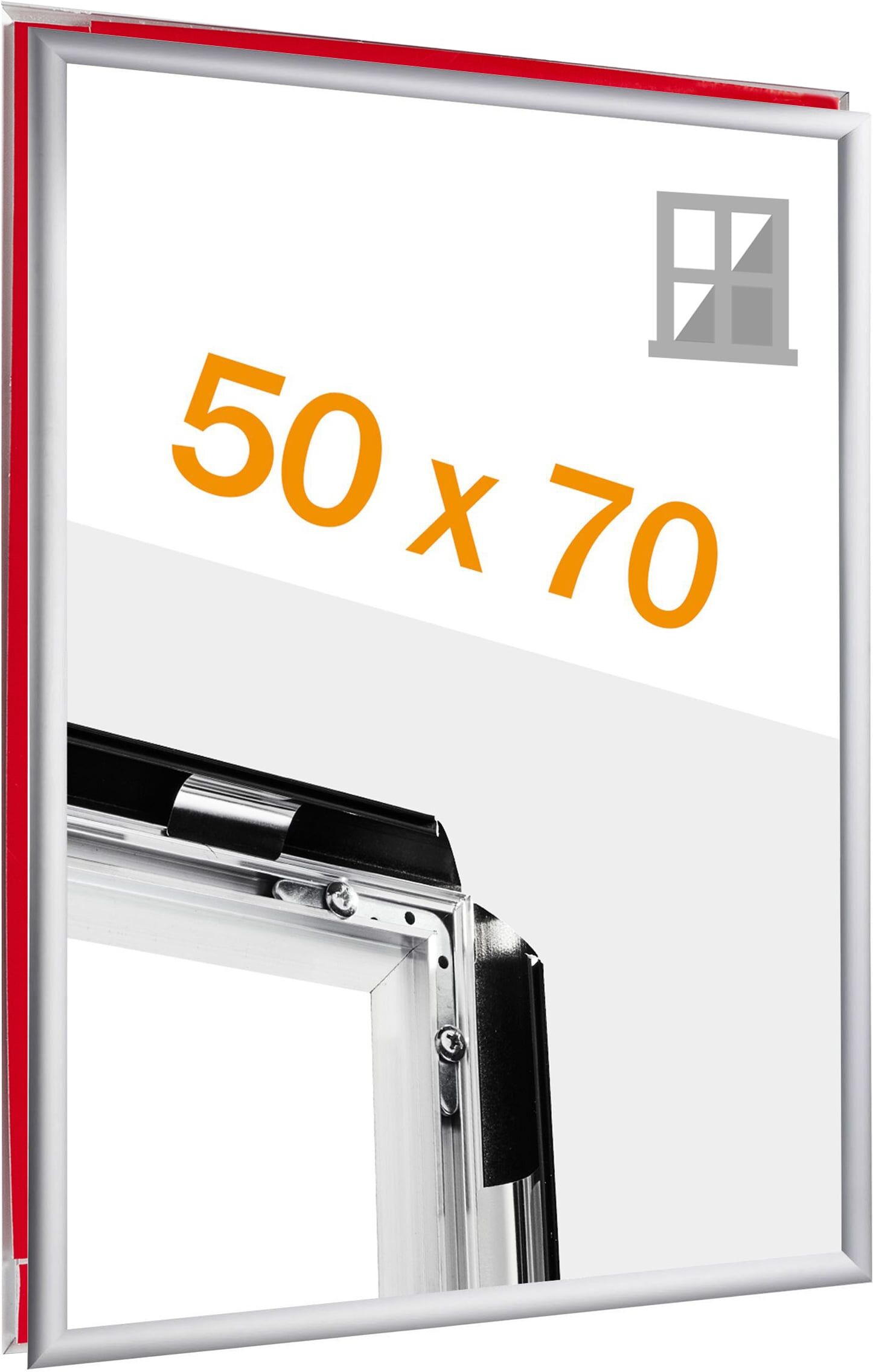 SPRINTIS Cadre clic-clac pour vitrine, aluminium, B2 argent