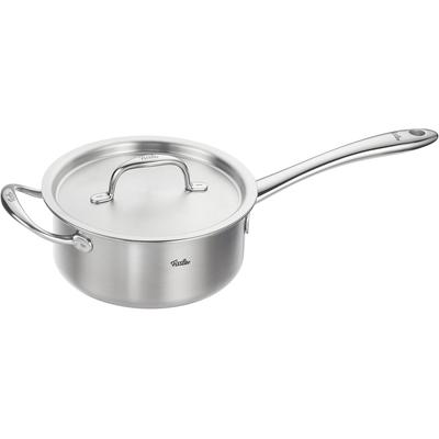 Kasserolle FISSLER "M5 Pro-Ply Stielkasserolle mit Metalldeckel", silber (silberfarben), B:22,5cm H:13cm L:48,5cm Ø:20cm, Töpfe, Kasserolle, Kompakte Stielkasserolle mit Pro-Ply™ Technologie und Metalldeckel