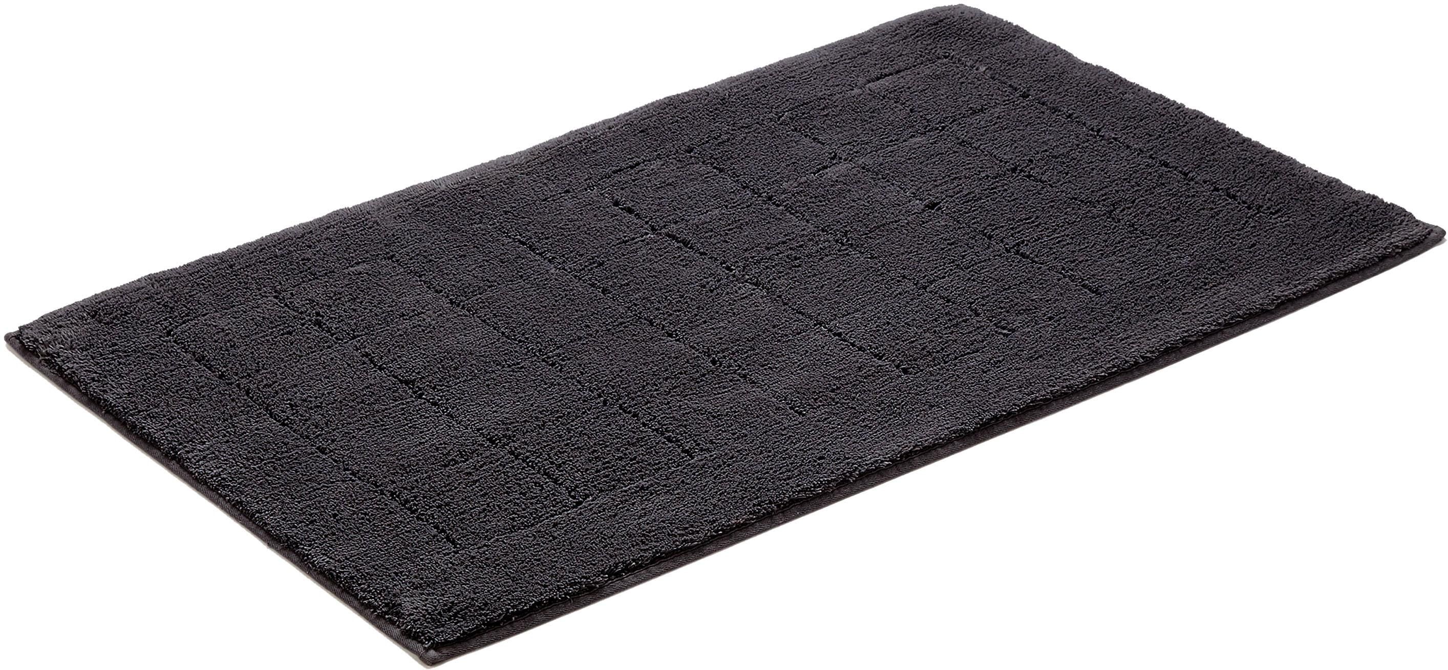 Badematte VOSSEN "Exclusive" Gr. 4, grau (graphit), H:20mm, Baumwolle, Badematten, Badematte, Badteppich, Uni-Farben, Karo Muster, Hoch-Tief Effekt, reine Baumwolle graphit rechteckig (67cm x 120cm )
