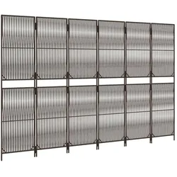 vidaXL, Paravent + Raumteiler, Paravent 6-tlg. Braun Poly Rattan (294 x 180 cm)