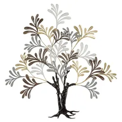 Mauro Ferretti Lixy Baum-Eisenpaneel – 3D-Wandbild mit stilisiertem, mehrfarbigem Baum, 97,2 x 100,3 cm – Stil Glam