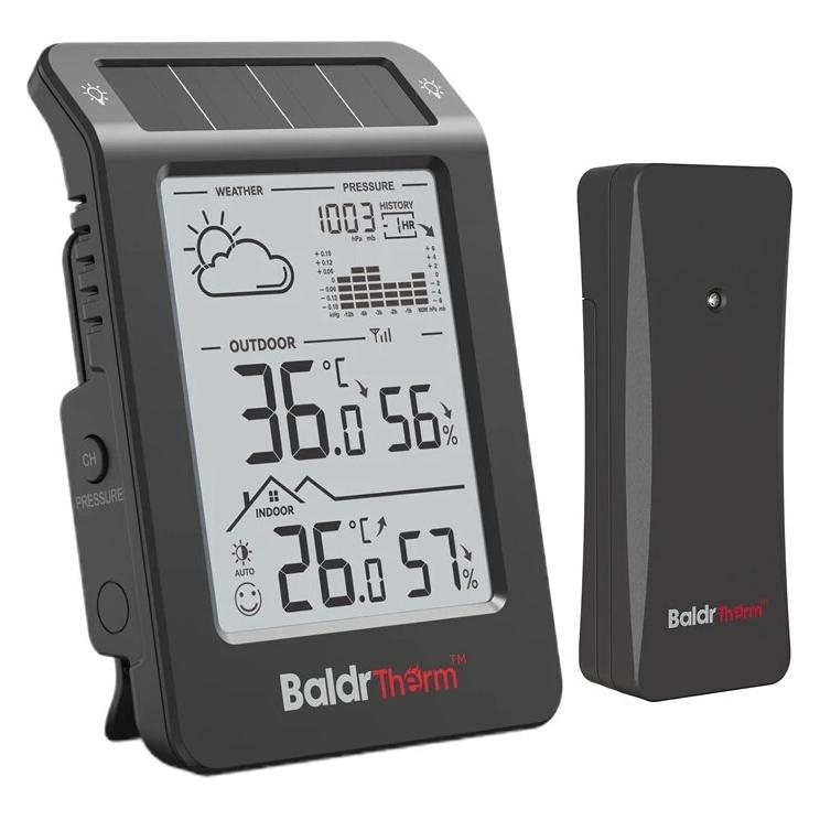 RainPoint BALDRTHERM B0596WT2H2P-V1 Solarbetriebene Wetterstation (schwarz) (B0596WT2H2P-V1 Black)