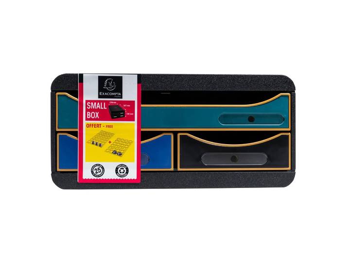 EXACOMPTA Module de classement Small Box 3 tiroirs Neo Deco - Couleurs assorties