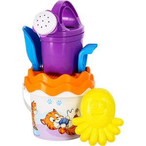Simba 107114719 Sandspielzeug Katze Baby Eimergarnitur, mit Eimer, Gießkanne, Sieb, Schaufel, 6 Teile
