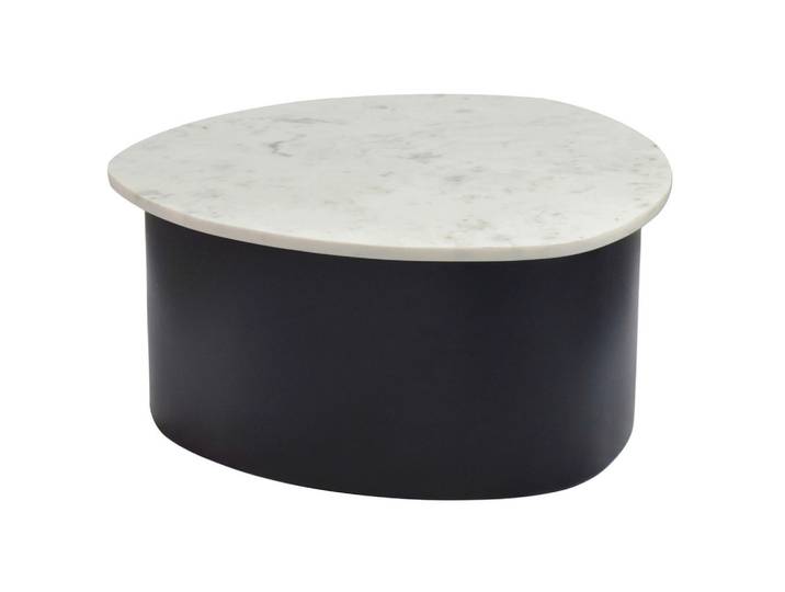 Mid.you Couchtisch Wl7.376, Schwarz, Weiß, Stein, organisch, Sockel, 63x30x63 cm, einfacher Aufbau, Wohnzimmer, Wohnzimmertische, Couchtische, Couchtische Marmor
