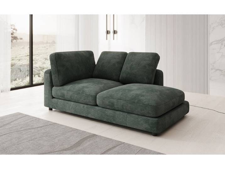 Designer Chaise Longue-Sofa Thalessa in Cord - Grün - Rechts - Luxusbetten24