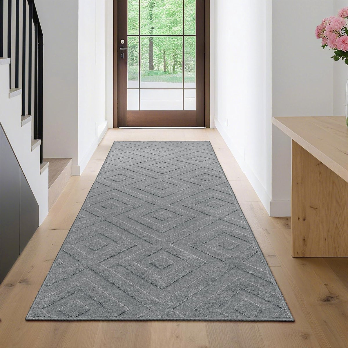 Grijs Keuken vloerkleed Hal Loper met antislip onderkant - 80 x 200 cm