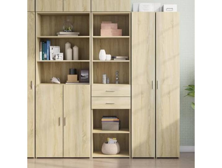 RJPLMFV Anrichte hoch, Eiche Sonoma, 50 x 42,5 x 185 cm Langlebiges Holz, feuchtigkeitsbeständig, große Aufbewahrung, minimalistisches Design, leicht zu reinigen