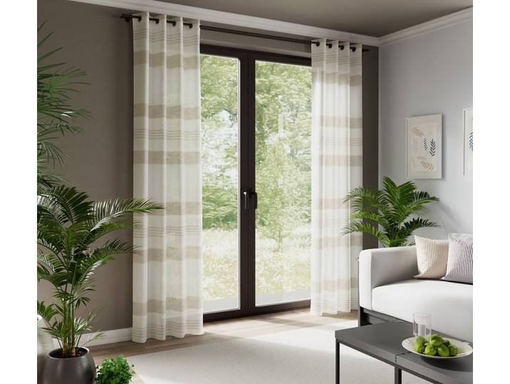 Vorhang HOMING Kaia Gr. 1, beige (creme, beige), B:135cm H:245cm, Polyester, Gardinen, Vorhang, Fertigschal