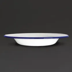 Olympia emaillierte Suppenteller weiß-blau 24,5cm