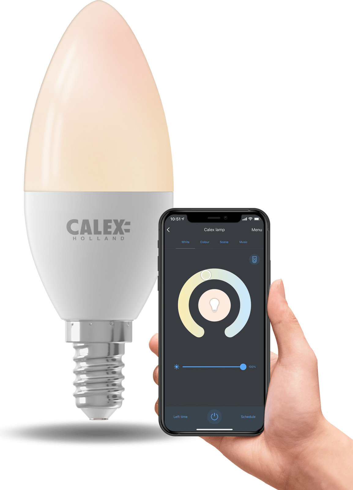 Calex Smart LED-lamp E14 B35 kaarsvorm 5W warm wit licht WiFi dimbaar