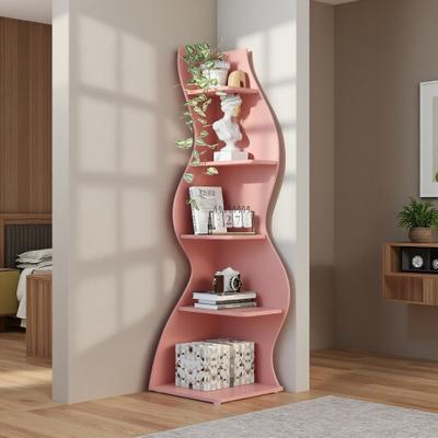 ZWYO HOSIMU 5-Tier Corner Display Shelf with Seagrass-Inspired Design & Space-Saving Compact Fit
