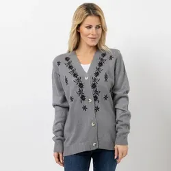 CASHMASOFT Cardigan Knopfleiste Cashmeregriff Stickerei